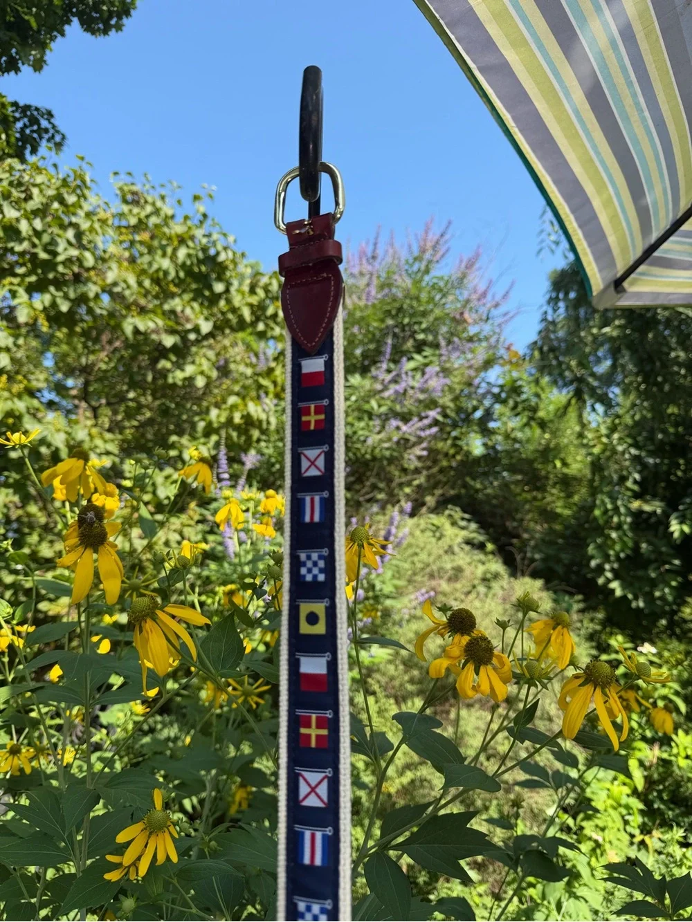 Men’s Nautical Flag Belt Canvas +Leather 42 D Ring Brickman’s Martha’s Vineyard